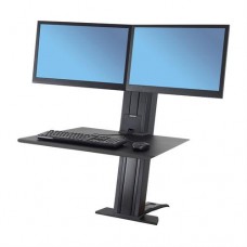 WorkFit-SR, Dual Monitor, Sit-Stand Desktop Workstation (Black)